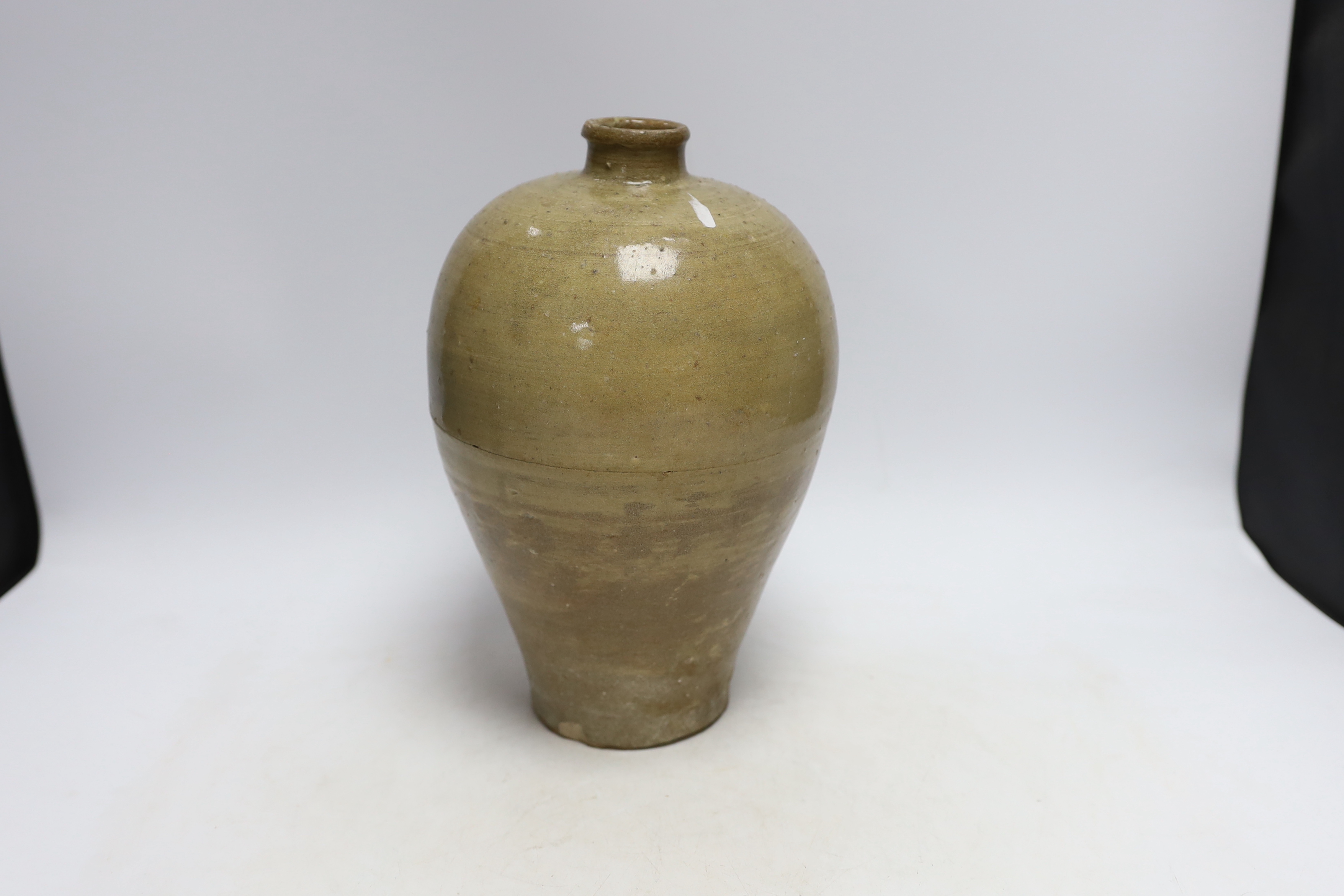 A Chinese glazed pottery Meiping, Tang dynasty, 27cm high